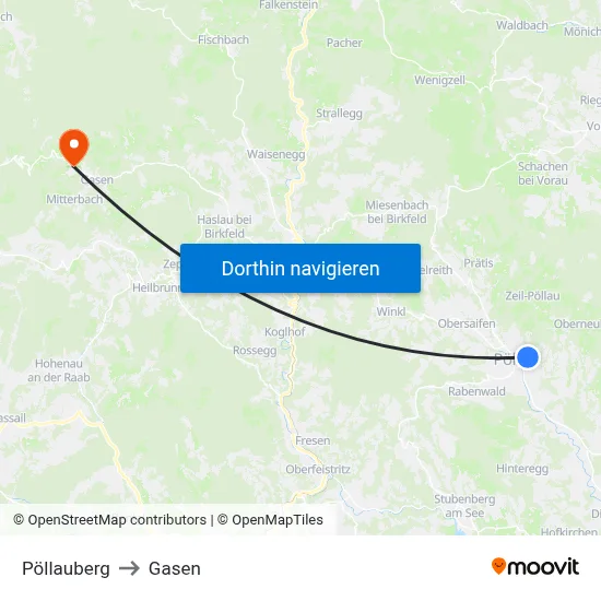 Pöllauberg to Gasen map