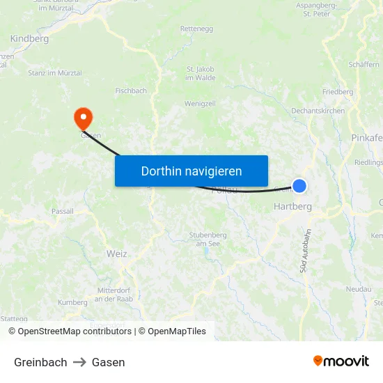 Greinbach to Gasen map
