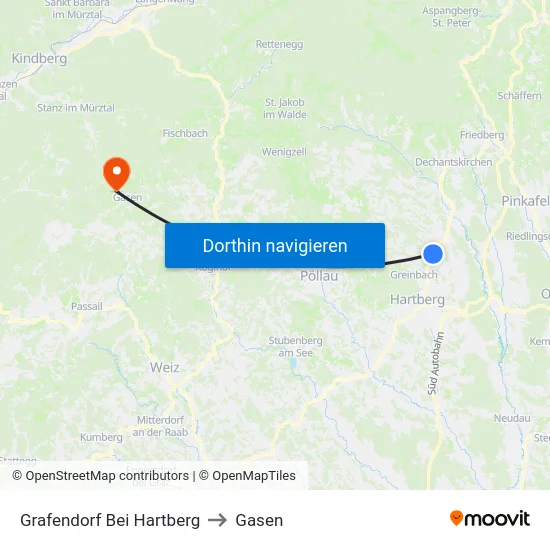 Grafendorf Bei Hartberg to Gasen map