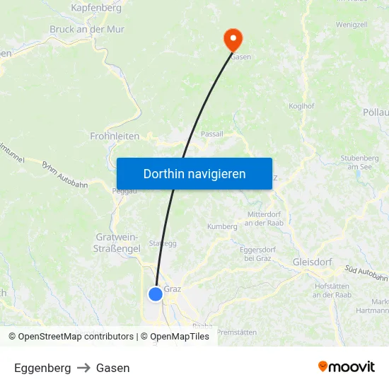 Eggenberg to Gasen map