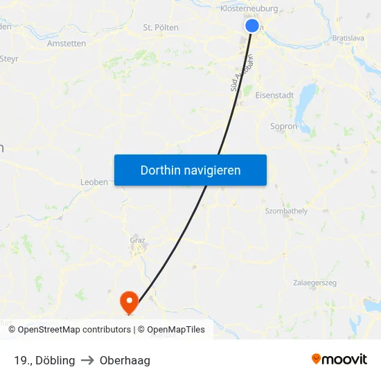 19., Döbling to Oberhaag map