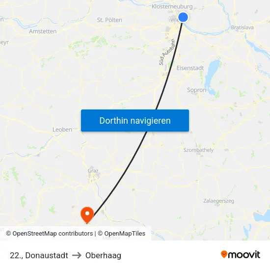 22., Donaustadt to Oberhaag map