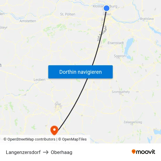 Langenzersdorf to Oberhaag map