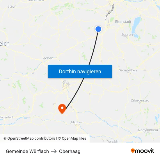 Gemeinde Würflach to Oberhaag map