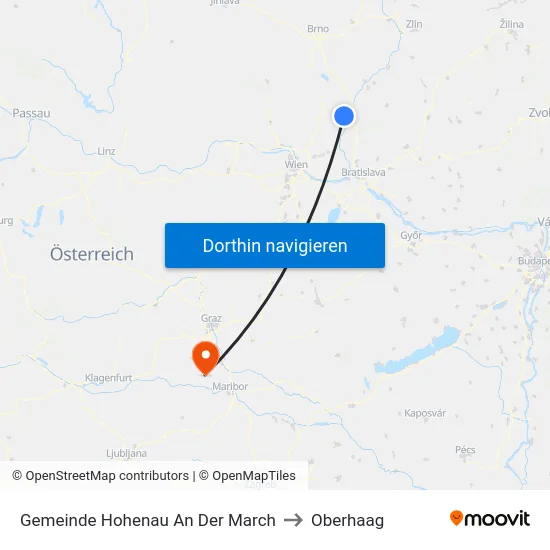 Gemeinde Hohenau An Der March to Oberhaag map