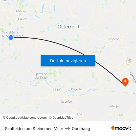 Saalfelden am Steinernen Meer to Oberhaag map