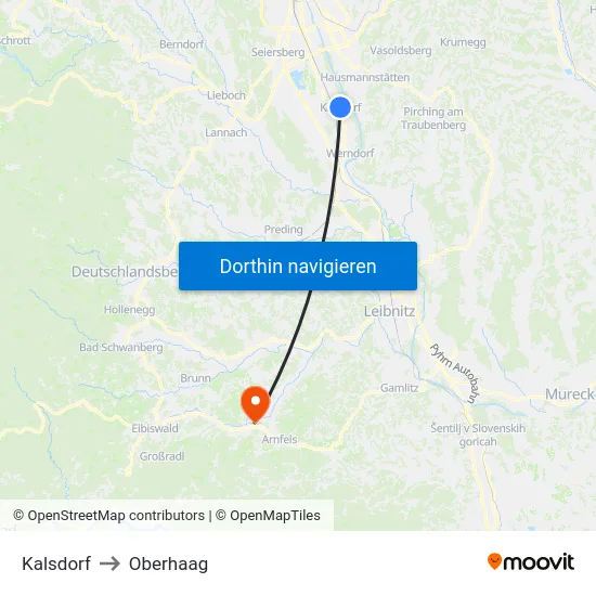 Kalsdorf to Oberhaag map