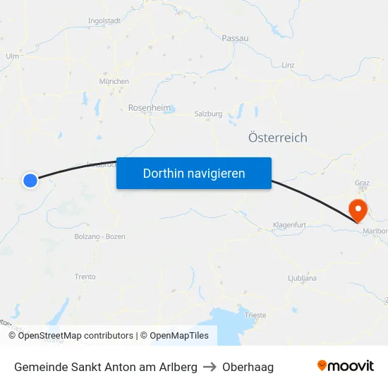 Gemeinde Sankt Anton am Arlberg to Oberhaag map