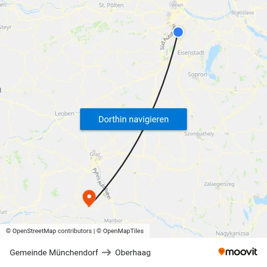 Gemeinde Münchendorf to Oberhaag map