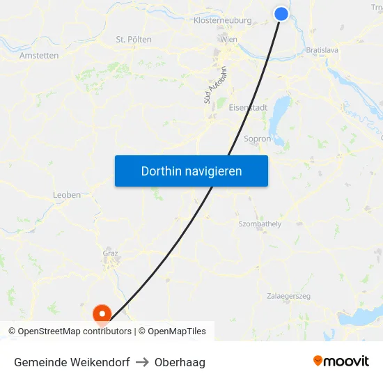 Gemeinde Weikendorf to Oberhaag map