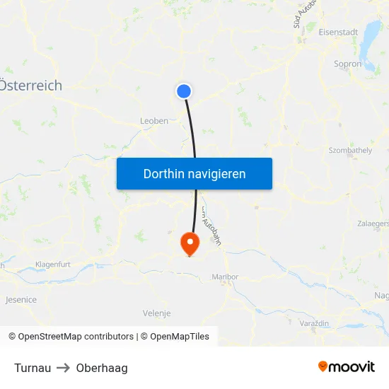Turnau to Oberhaag map