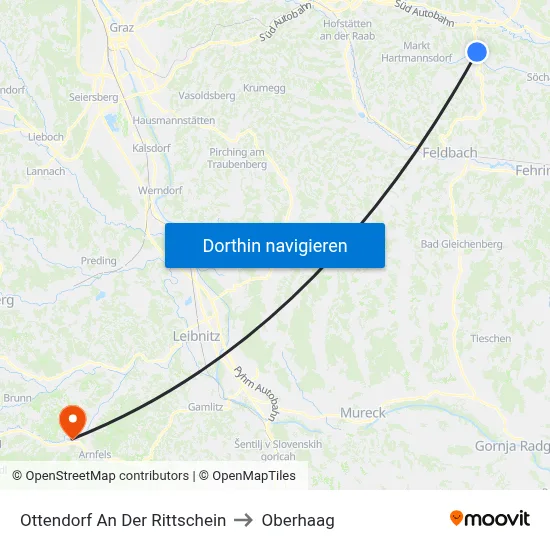 Ottendorf An Der Rittschein to Oberhaag map