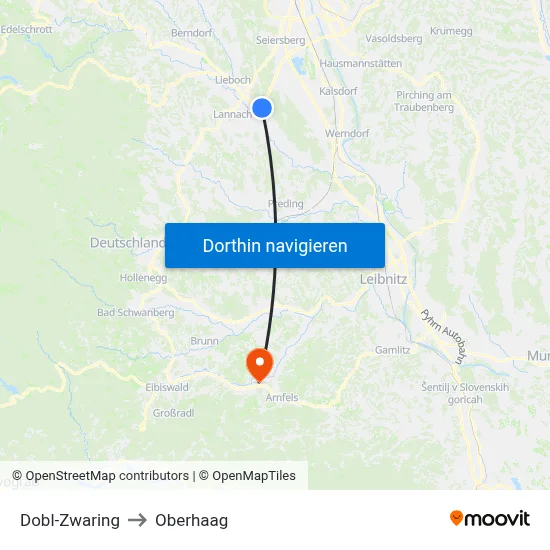 Dobl-Zwaring to Oberhaag map