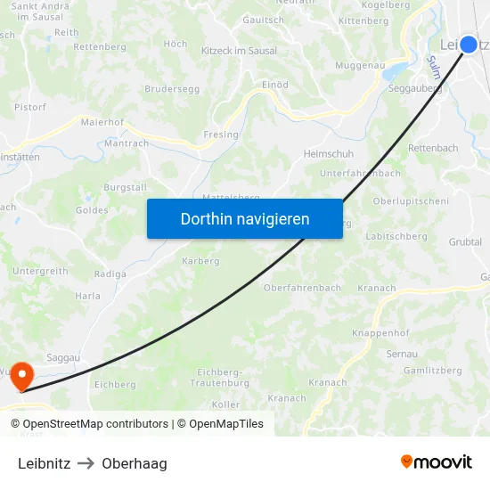 Leibnitz to Oberhaag map