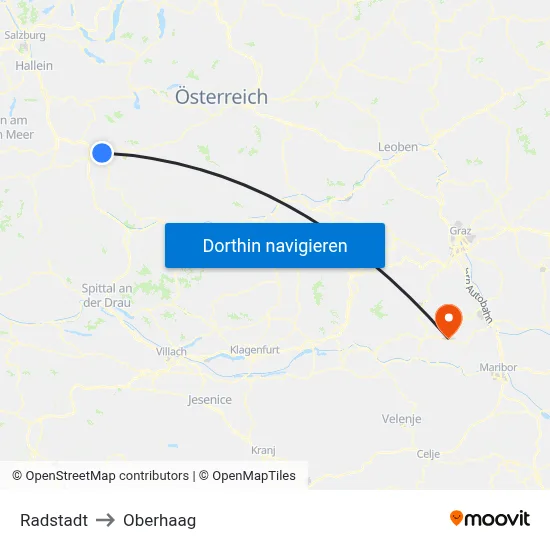 Radstadt to Oberhaag map