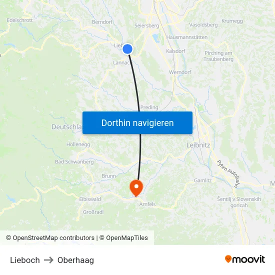Lieboch to Oberhaag map