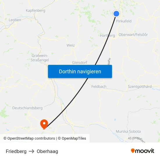 Friedberg to Oberhaag map