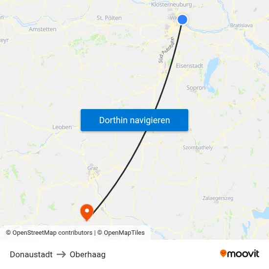 Donaustadt to Oberhaag map