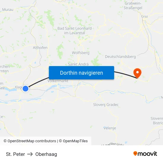St. Peter to Oberhaag map