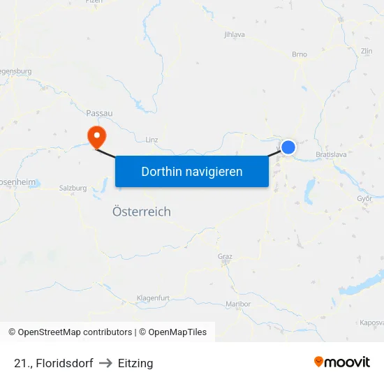 21., Floridsdorf to Eitzing map