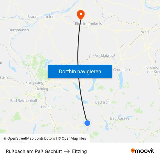 Rußbach am Paß Gschütt to Eitzing map