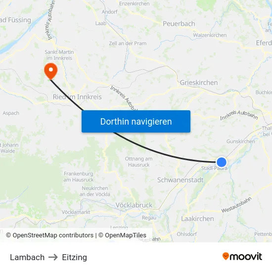 Lambach to Eitzing map