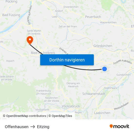 Offenhausen to Eitzing map