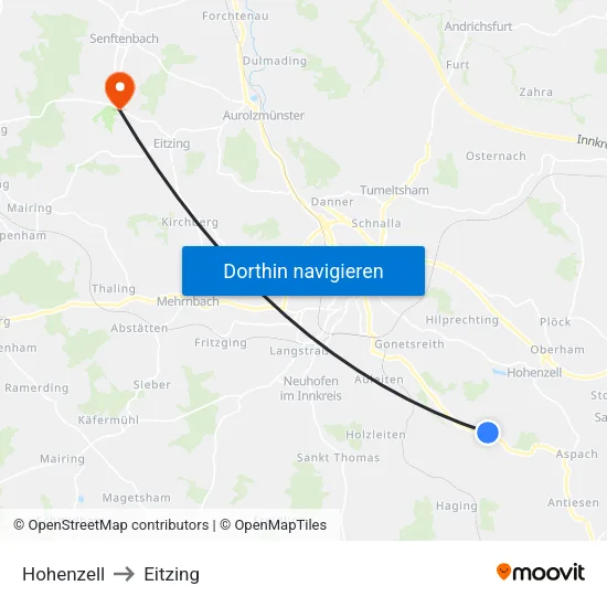 Hohenzell to Eitzing map