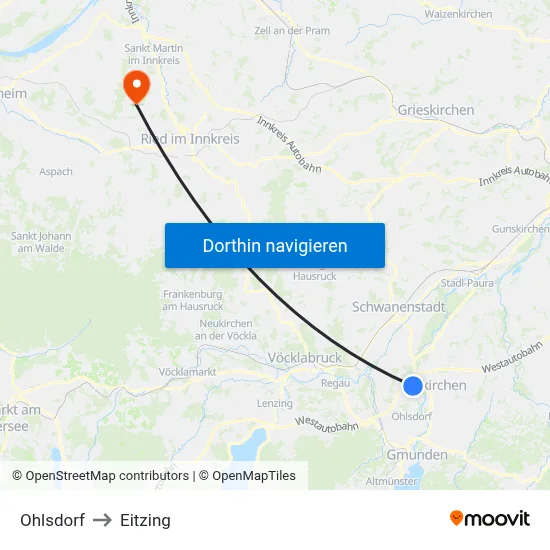 Ohlsdorf to Eitzing map