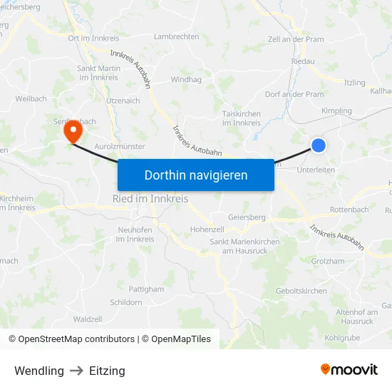 Wendling to Eitzing map