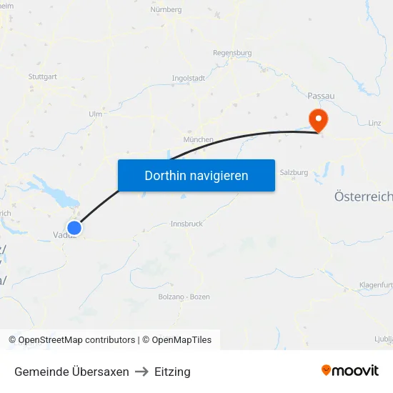 Gemeinde Übersaxen to Eitzing map