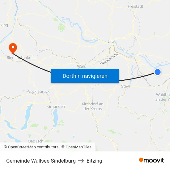 Gemeinde Wallsee-Sindelburg to Eitzing map