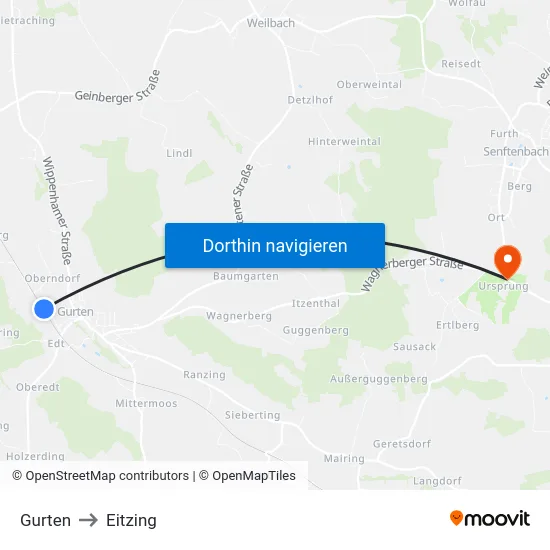 Gurten to Eitzing map