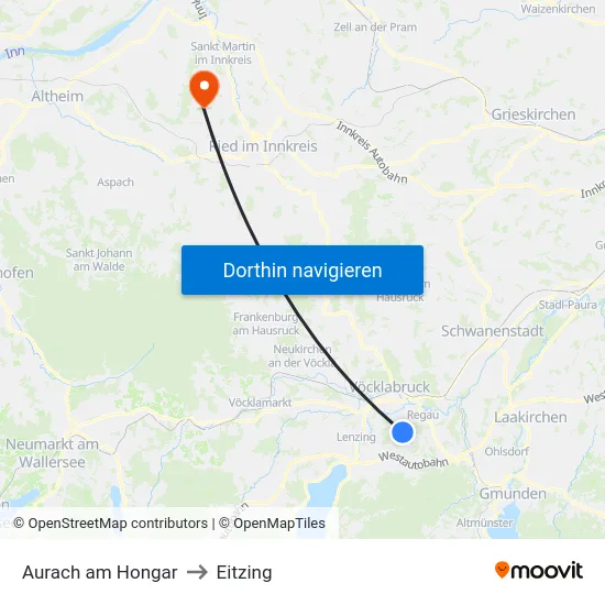 Aurach am Hongar to Eitzing map