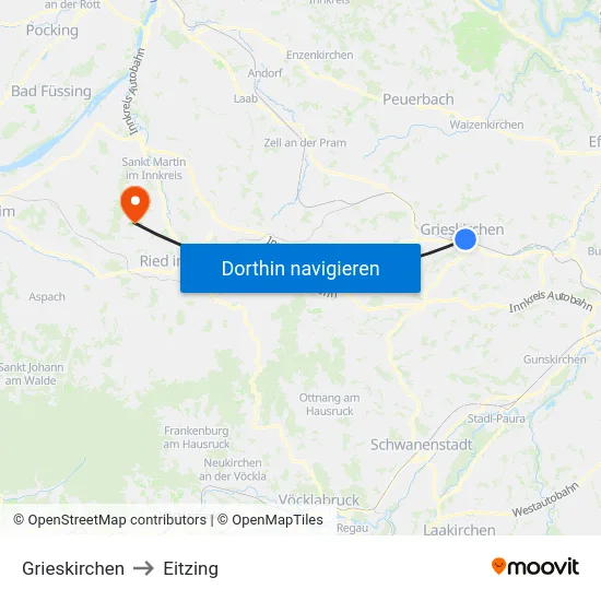 Grieskirchen to Eitzing map