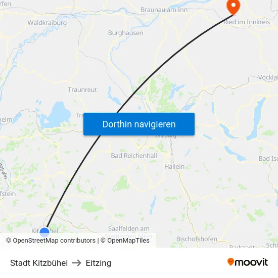 Stadt Kitzbühel to Eitzing map