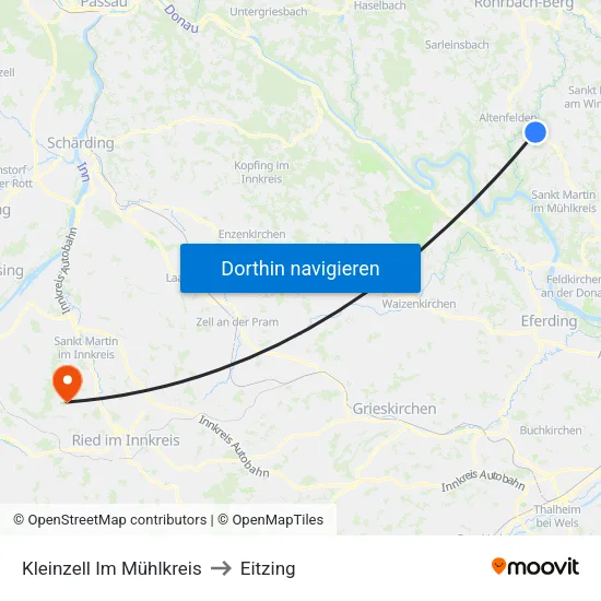 Kleinzell Im Mühlkreis to Eitzing map