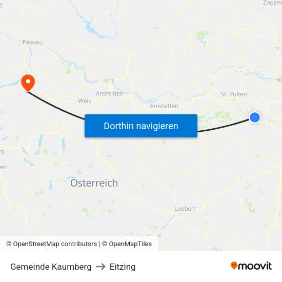 Gemeinde Kaumberg to Eitzing map