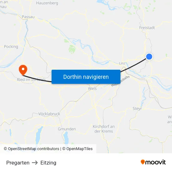 Pregarten to Eitzing map