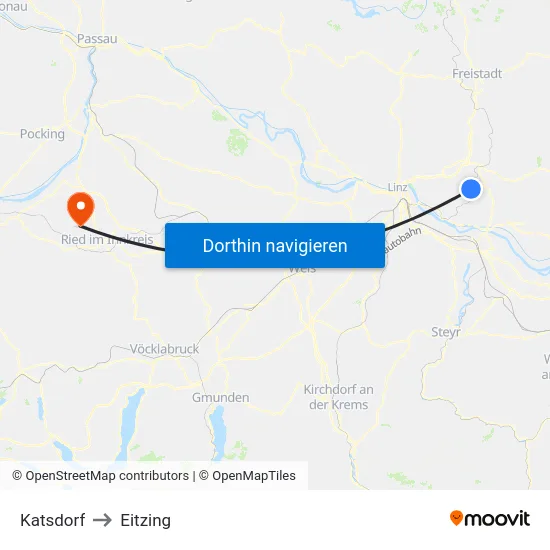 Katsdorf to Eitzing map