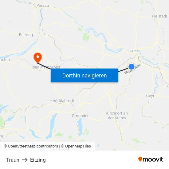 Traun to Eitzing map