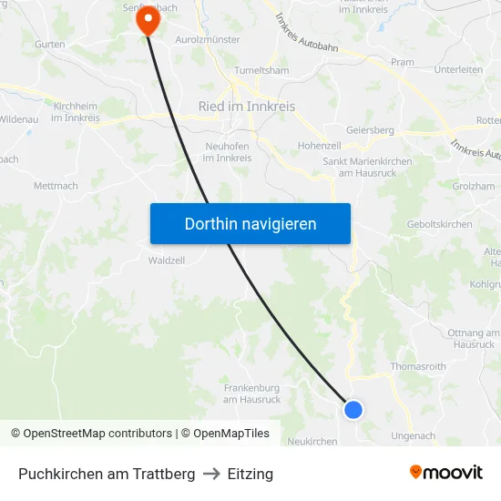 Puchkirchen am Trattberg to Eitzing map