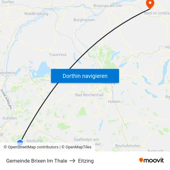 Gemeinde Brixen Im Thale to Eitzing map