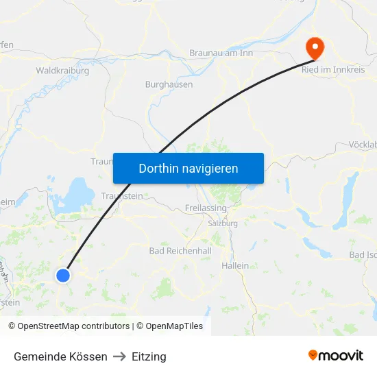 Gemeinde Kössen to Eitzing map