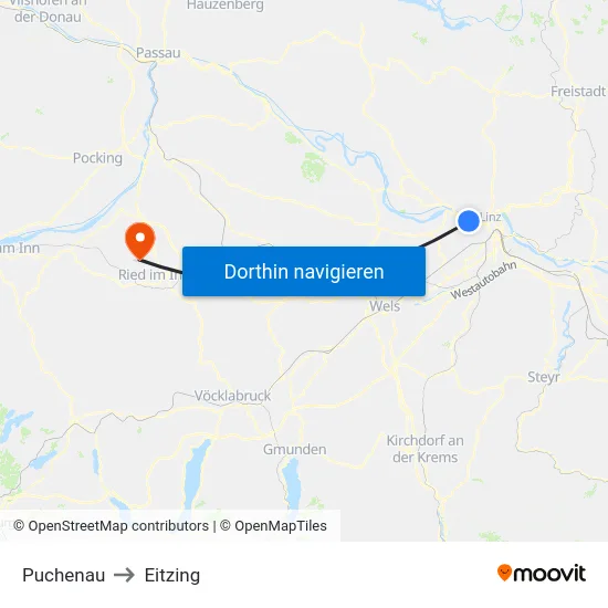 Puchenau to Eitzing map