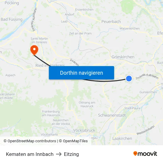 Kematen am Innbach to Eitzing map