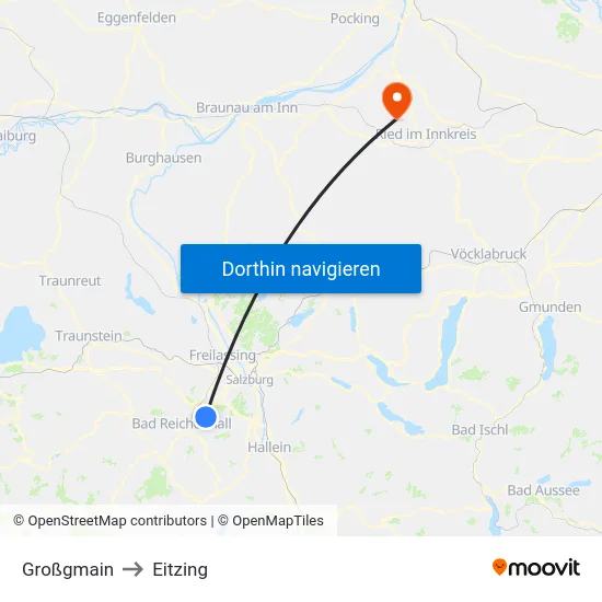 Großgmain to Eitzing map