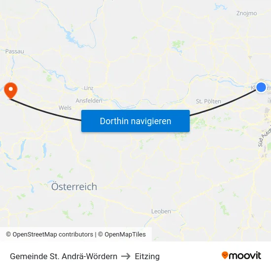 Gemeinde St. Andrä-Wördern to Eitzing map