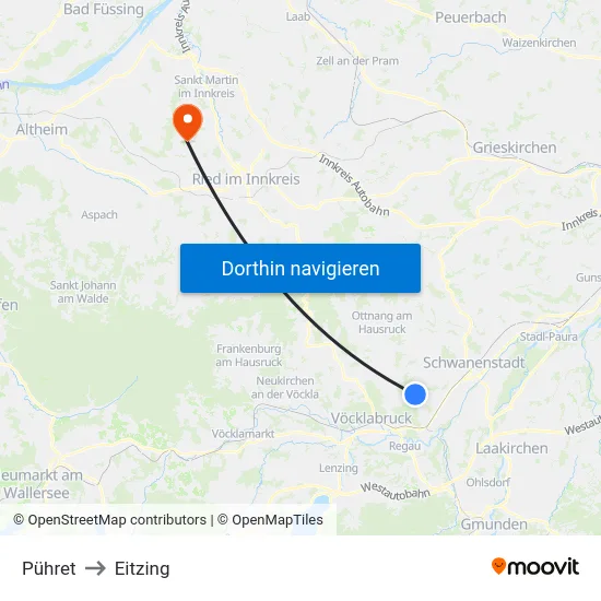 Pühret to Eitzing map