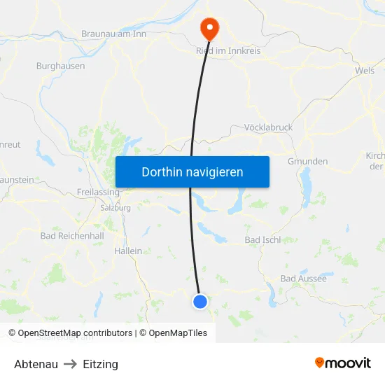 Abtenau to Eitzing map